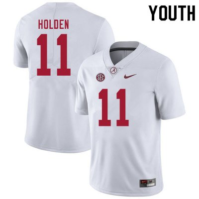 NCAA Youth Alabama Crimson Tide #11 Traeshon Holden Stitched College 2020 Nike Authentic White Football Jersey AC17E87BQ